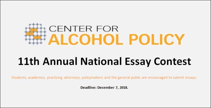 Center for Alcohol Policy 11th Annual National Essay Contest