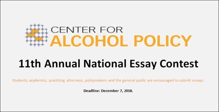 Center for Alcohol Policy 11th Annual National Essay Contest