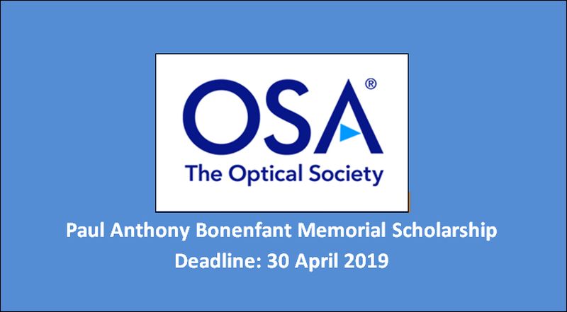 Paul Anthony Bonenfant Memorial Scholarship at the Optical Society
