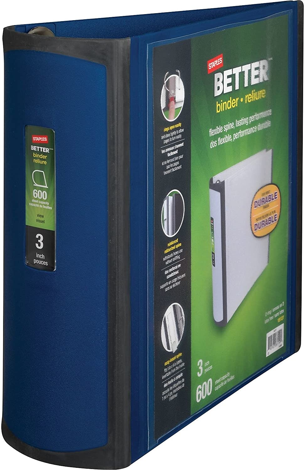 Staples Better 3-Inch D 3-Ring View Binder, Blue (15127-CC)