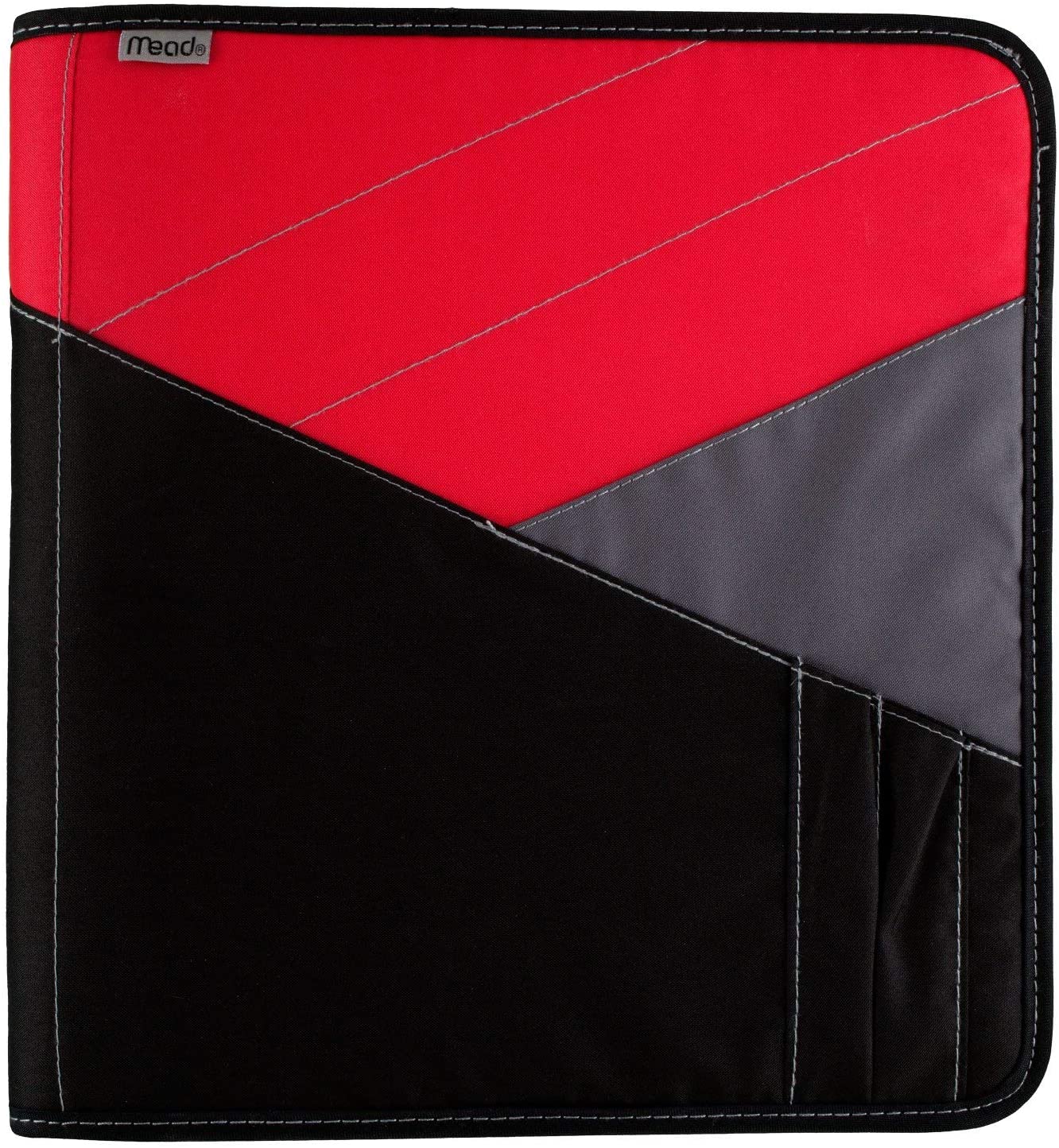 Mead Zipper Binder with Expanding File, 3 Ring Binder, 1-1/2", Red (72196)