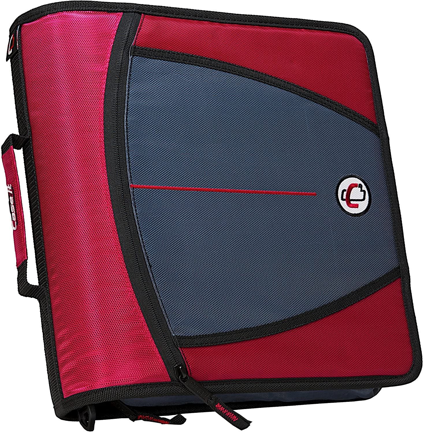 Case-it Mighty Zip Tab 3-Inch Zipper Binder, Red, D-146-RED