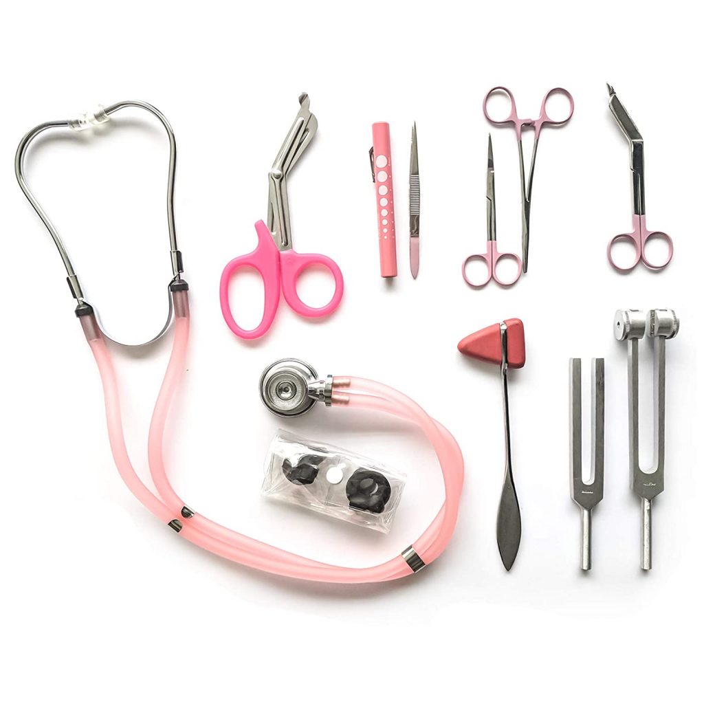  9 Piece Medical Diagnostic Kit in Pink Ideal for Nursing