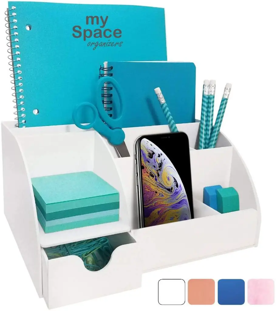 Dorm Room Desk Organizer with Drawer and 9 Compartments