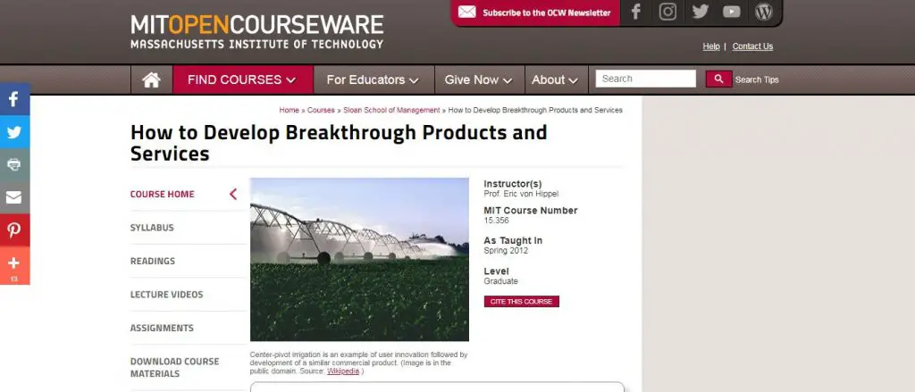 How to Develop Breakthrough Products and Services By MIT OpenCourseWare