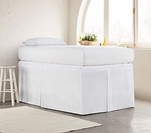 Tailored Dorm Sized Bed Skirt with White Shade and Microfiber Material