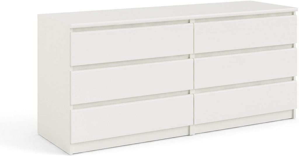 Tvilum Scottsdale 6 Drawer Double Dresser with  White Wood Grain