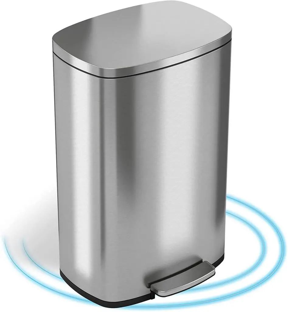 iTouchless Softstep Trash Can for Dorms with 13.2 Gallon Stainless Steel and Gentle Lid Cover