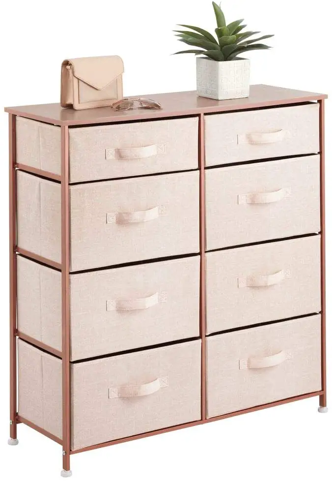 mDesign Dorm Dresser with 8 Slim Drawer Removable Fabric Bins