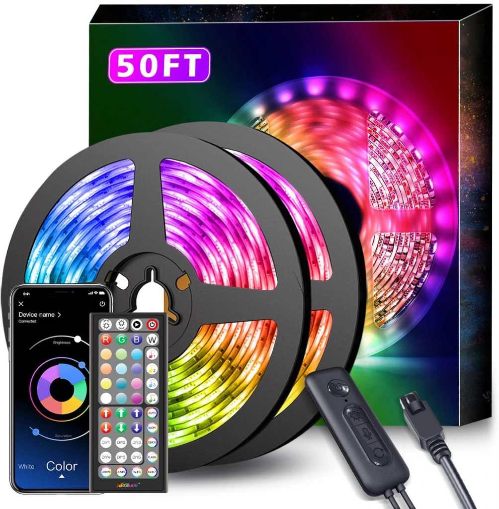 50Ft LED Strip Lights with Music Sync Color 