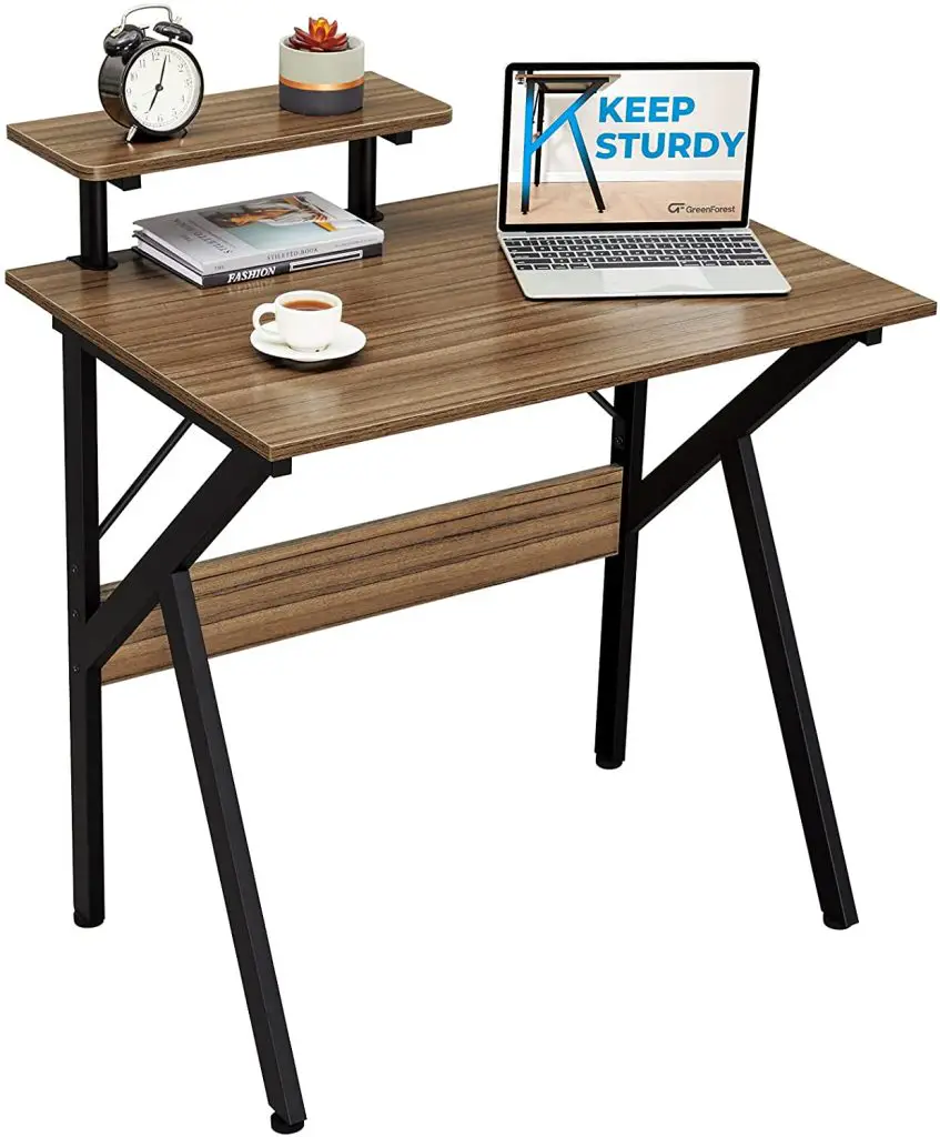 GreenForest Small Computer Desk 32" with Moveable Shelf