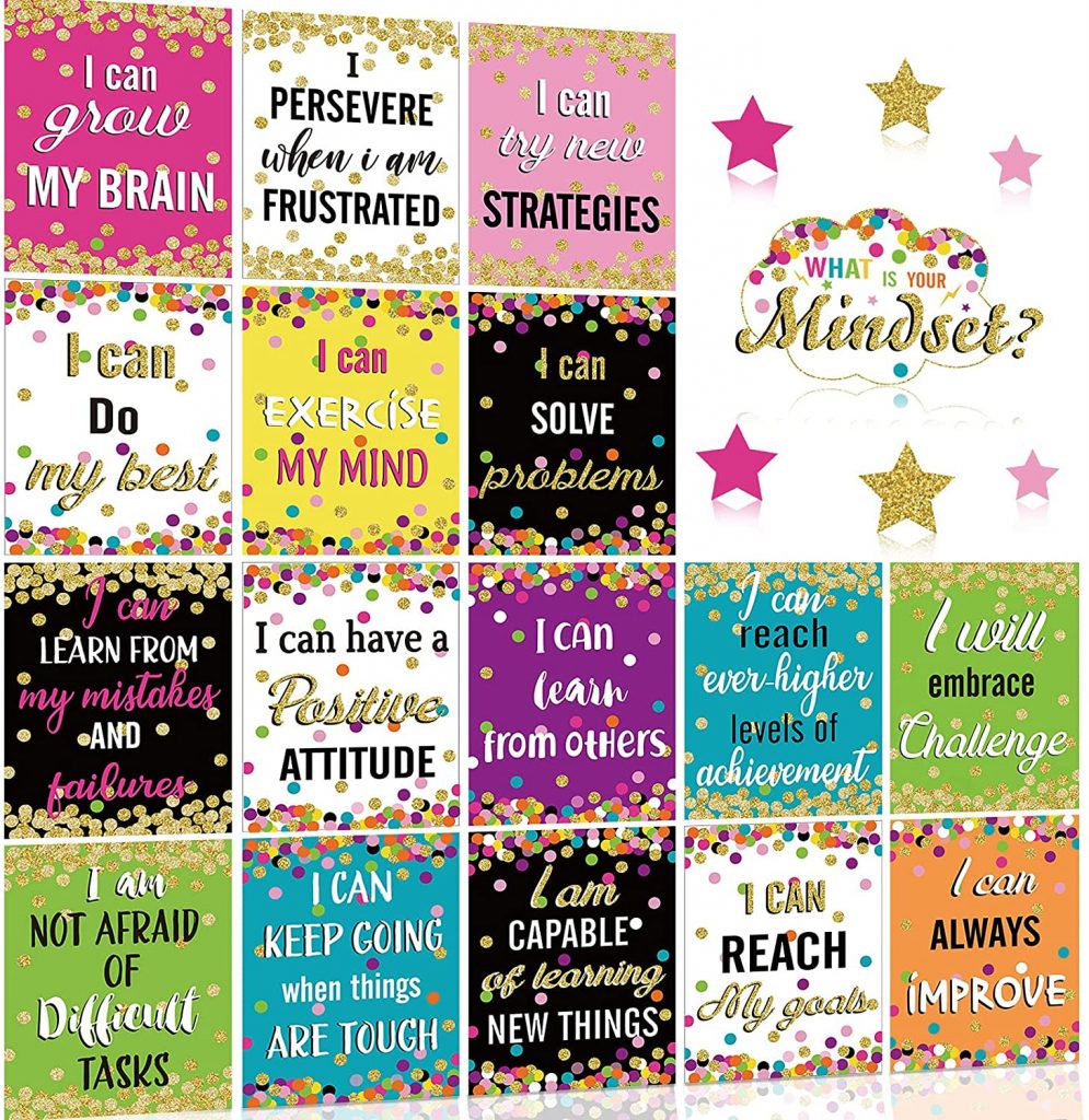 Growth Mindset Posters Set Bulletin Board Display Decorations Positive Mindfulness Poster