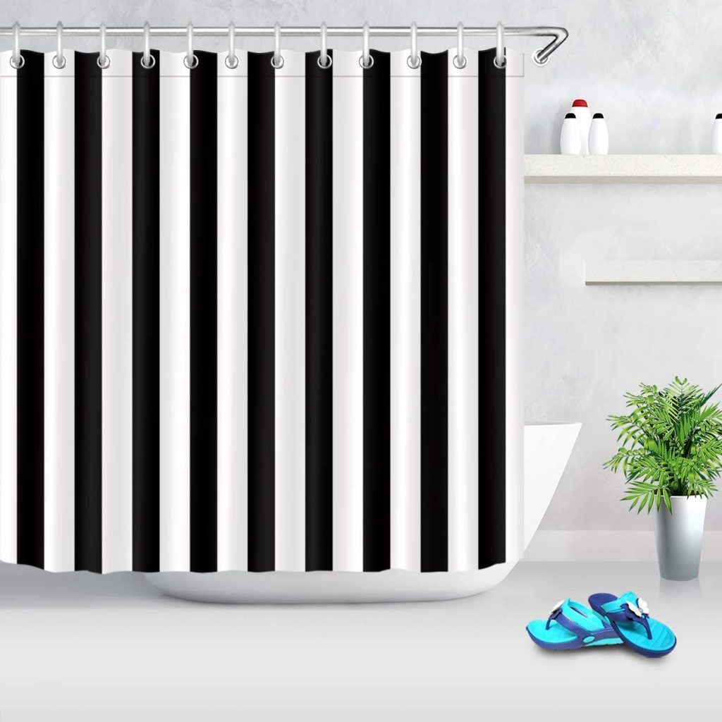  LB Black and White Shower Curtain with Polyester Fabric