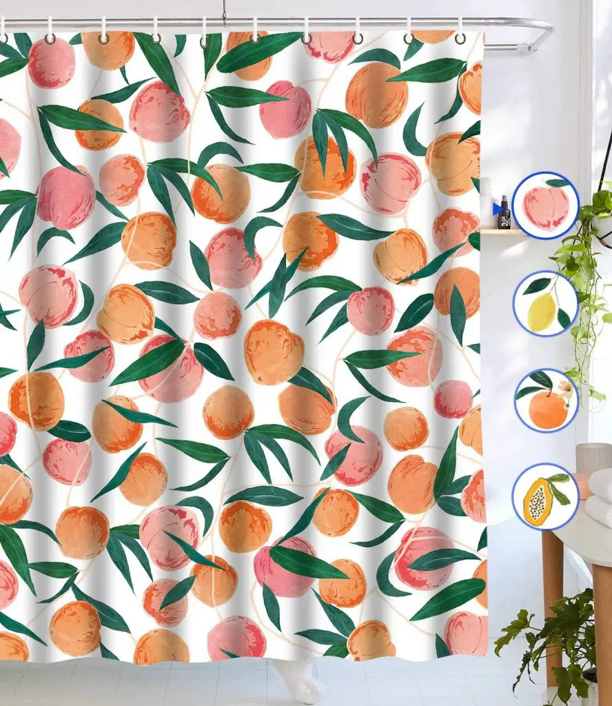 Lifeel Peach Shower Curtains with Waterproof Fabric and 12 Hooks