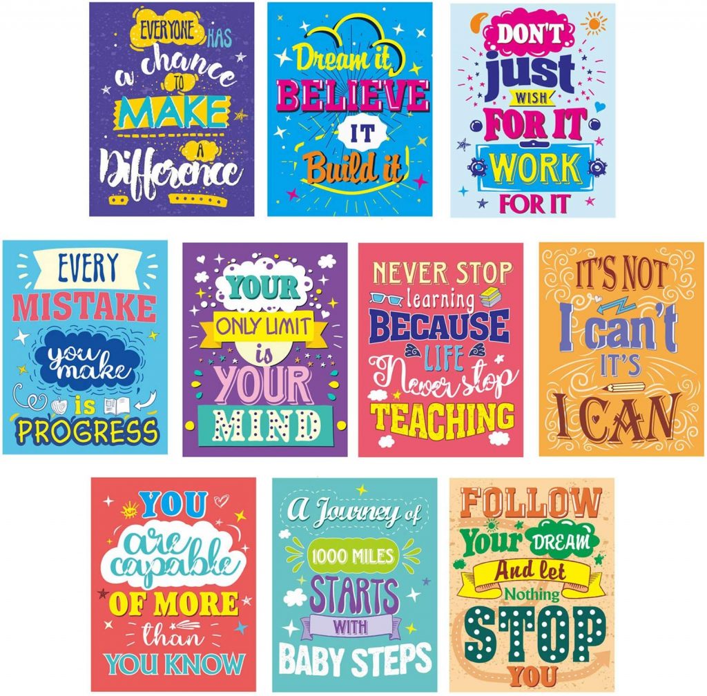Motivational Posters for Classroom with 10 Pack Inspirational Quotes 
