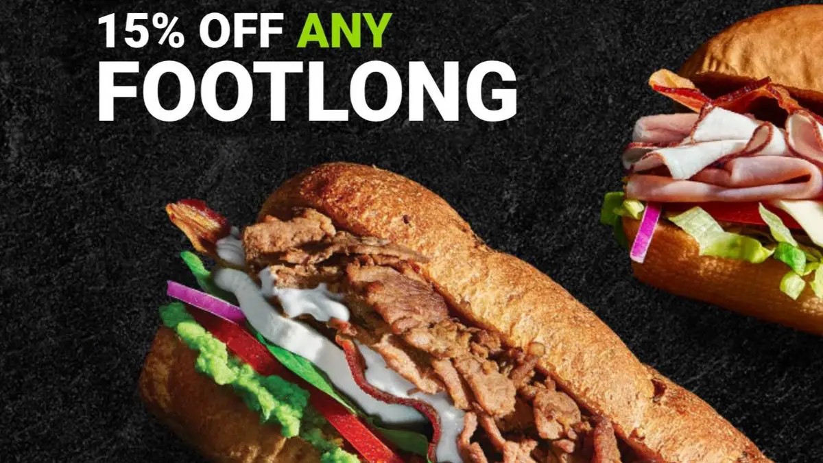 Subway 15% Off on Footlong Sandwich