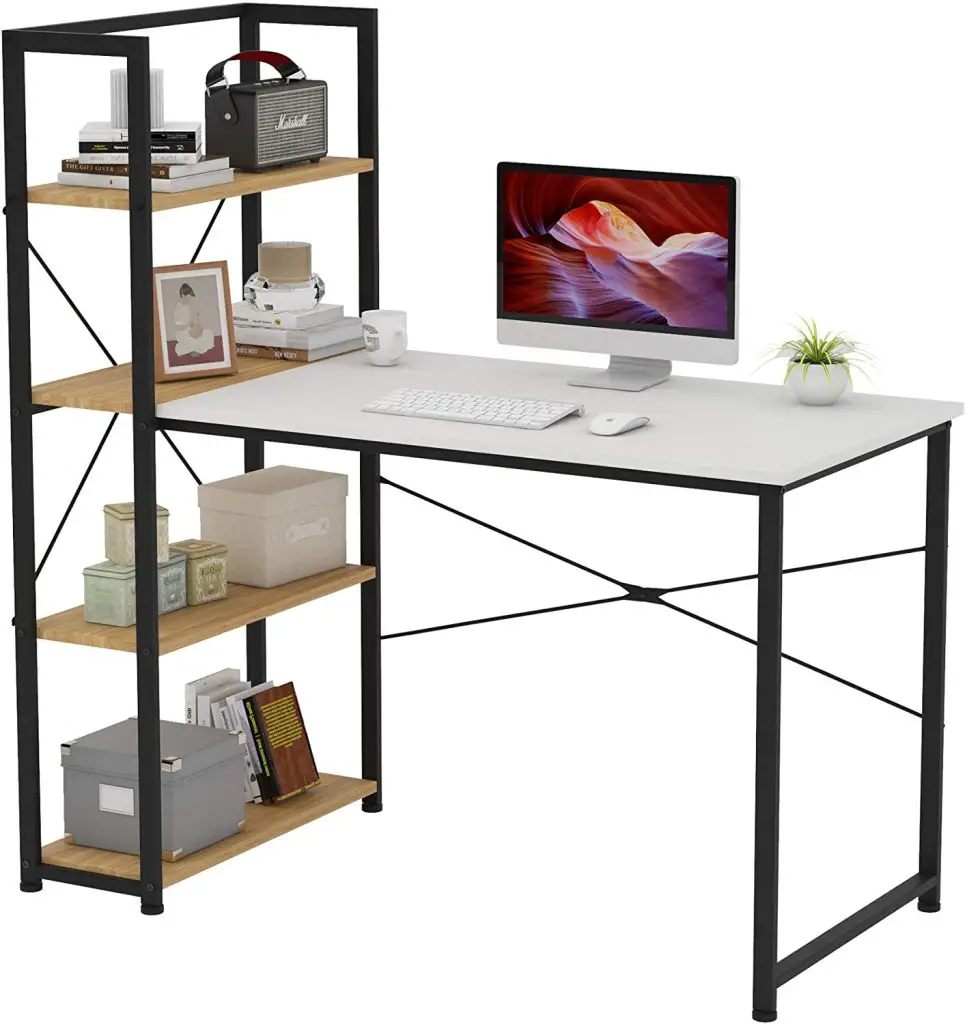 VERMESS Computer Desk with 4 Storage Shelves
