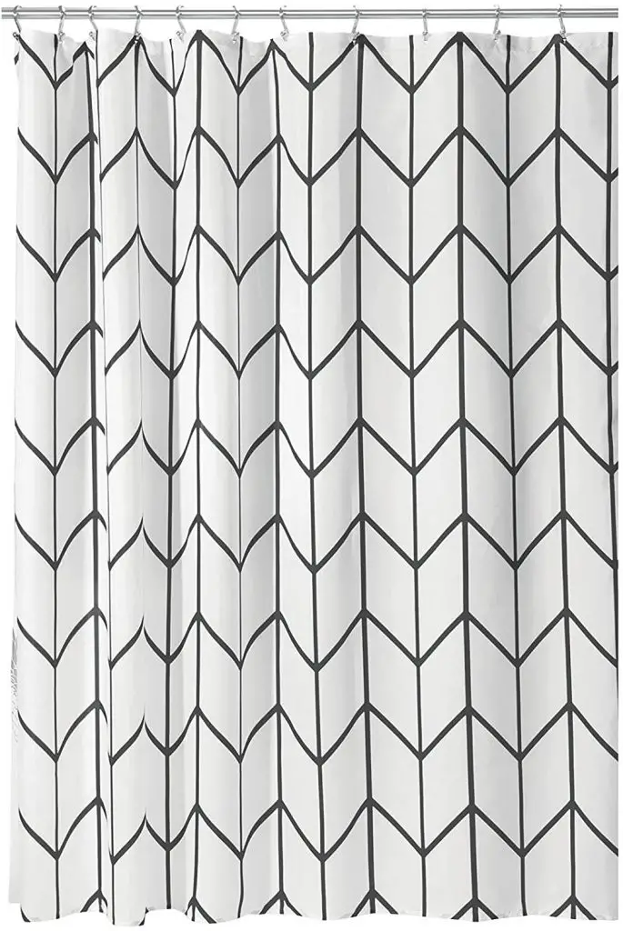mDesign Decorative Herringbone Print Shower Curtain with Reinforced Buttonholes