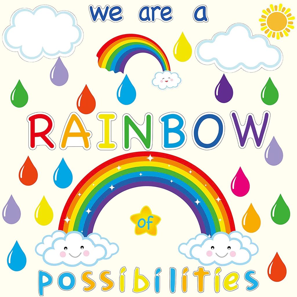 59PCS Motivational Rainbow Bulletin Board Cutouts
