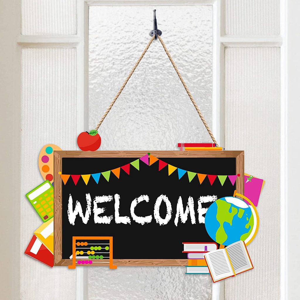 Back to School Blackboard Welcome Door Sign Classroom Door Hanger