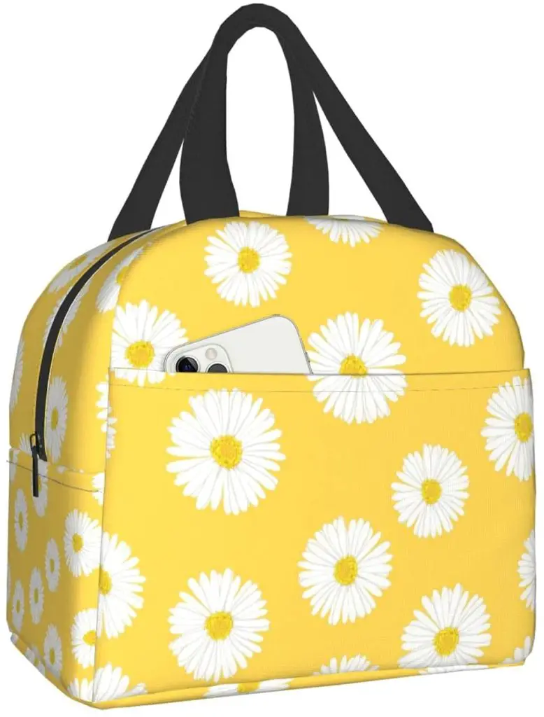 White Aster Daisy Yellow Back to School Reusable Waterproof Bags for Girls & Boys