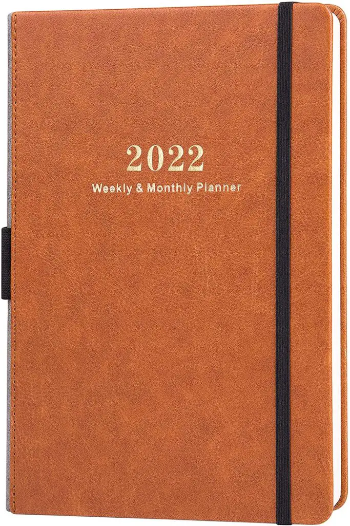 2022 Weekly & Monthly Planner with Calendar Stickers, Pen Holder, Inner Pocket and 88 Notes Pages