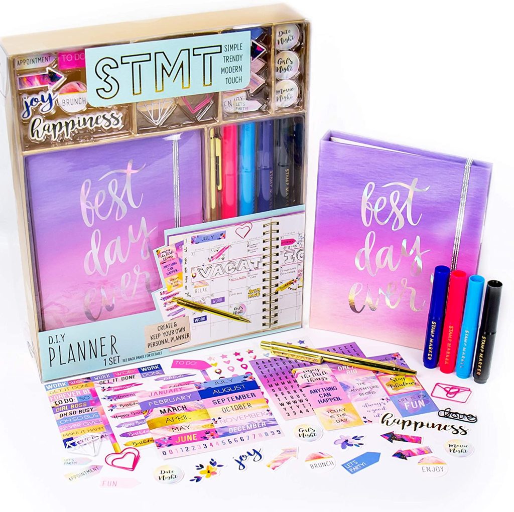 STMT Planner Set with Embellishments, Fun Stickers & Paper Clips, Stamp Markers & Pen