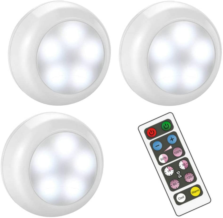 BLS Wireless Dimmable LED Puck Lights with Remote Control
