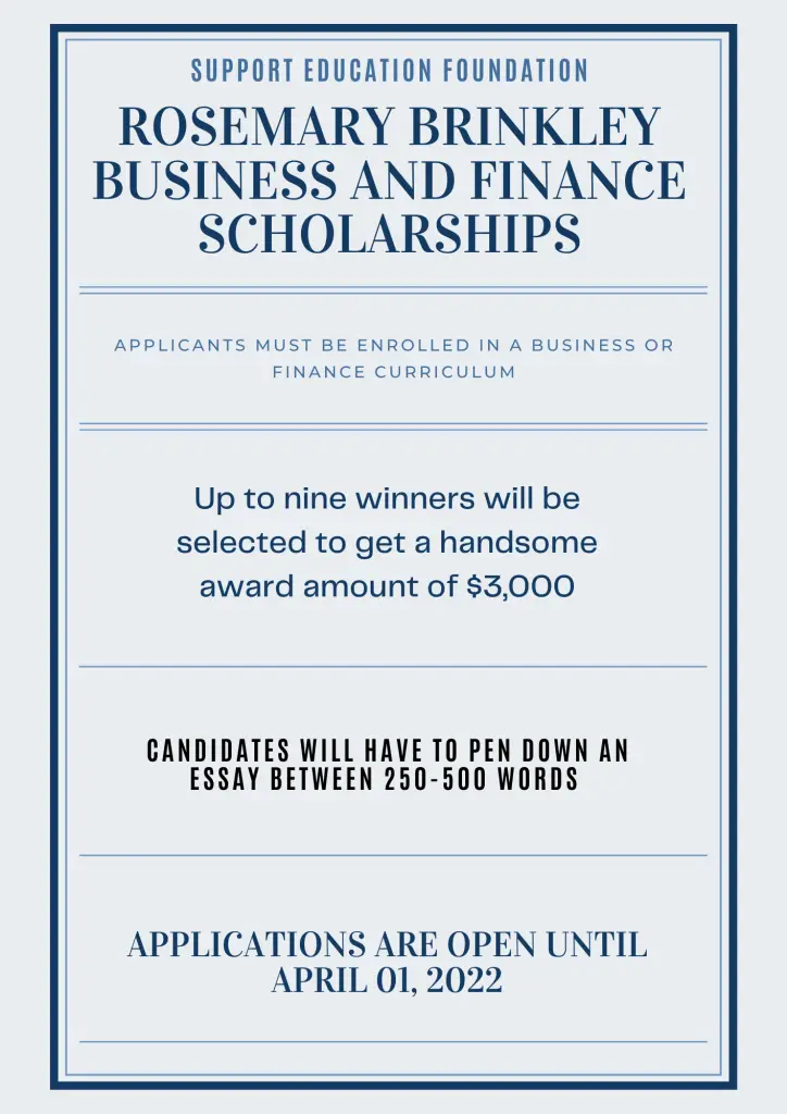 Rosemary Brinkley Business and Finance Scholarships