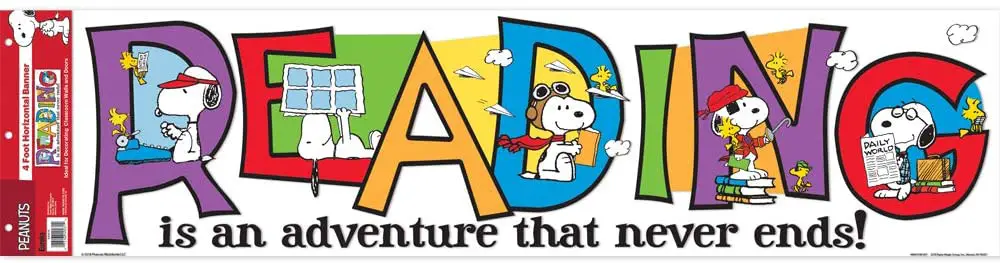 Eureka Peanuts Snoopy ''Reading is an Adventure'' Classroom Decoration Banner